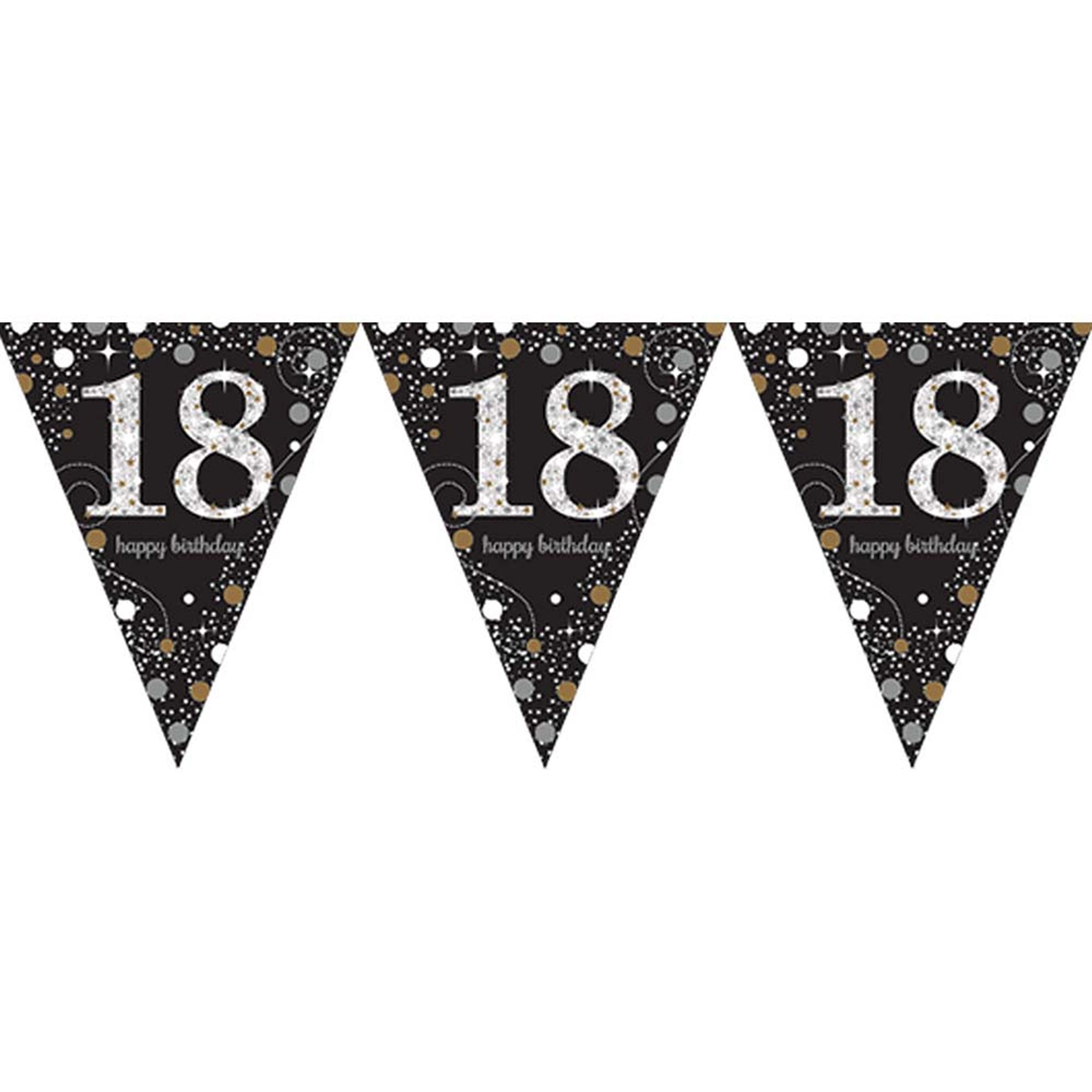 18 års fødselsdag vimpel banner 4 m. - Sølv