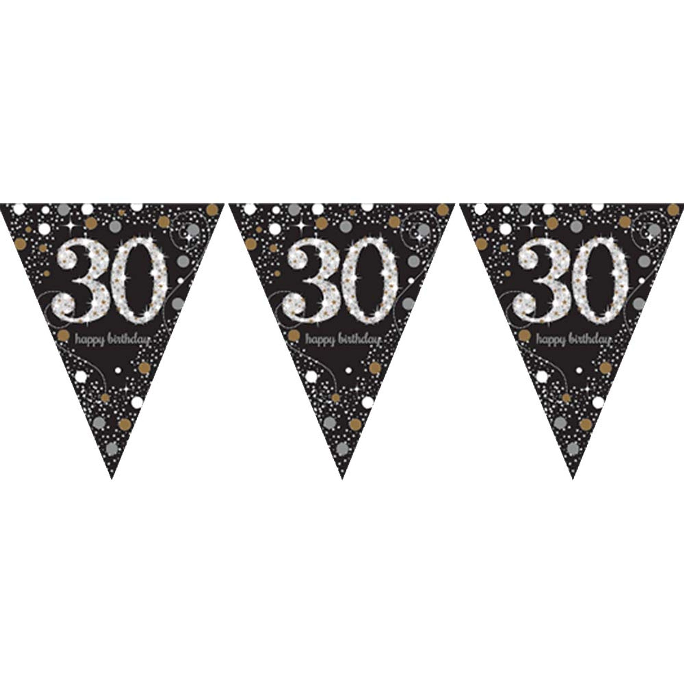 30 års fødselsdag vimpel banner 4 m. - Sølv