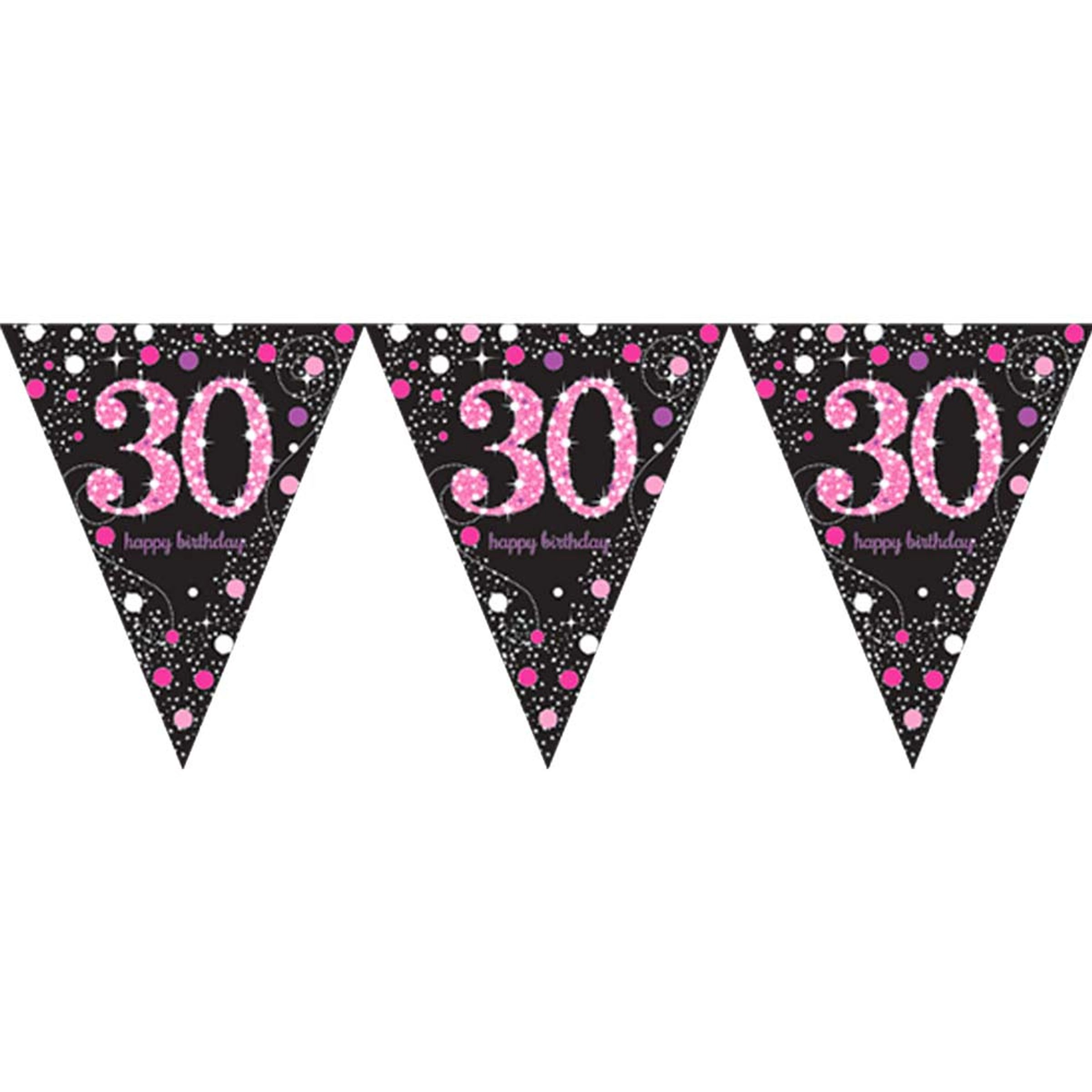 30 års fødselsdag vimpel banner 4 m. - Pink