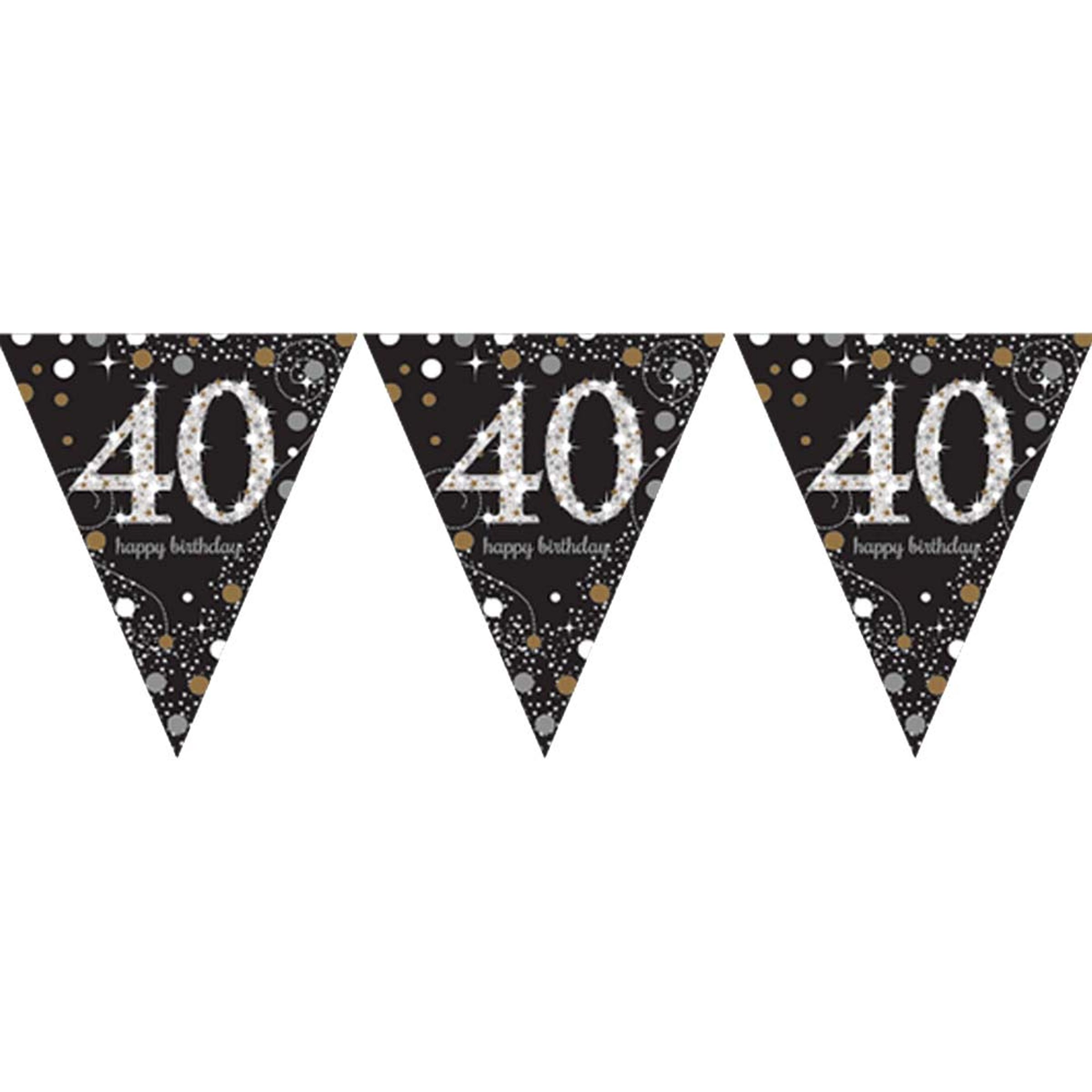 40 års fødselsdag vimpel banner 4 m. - Sølv