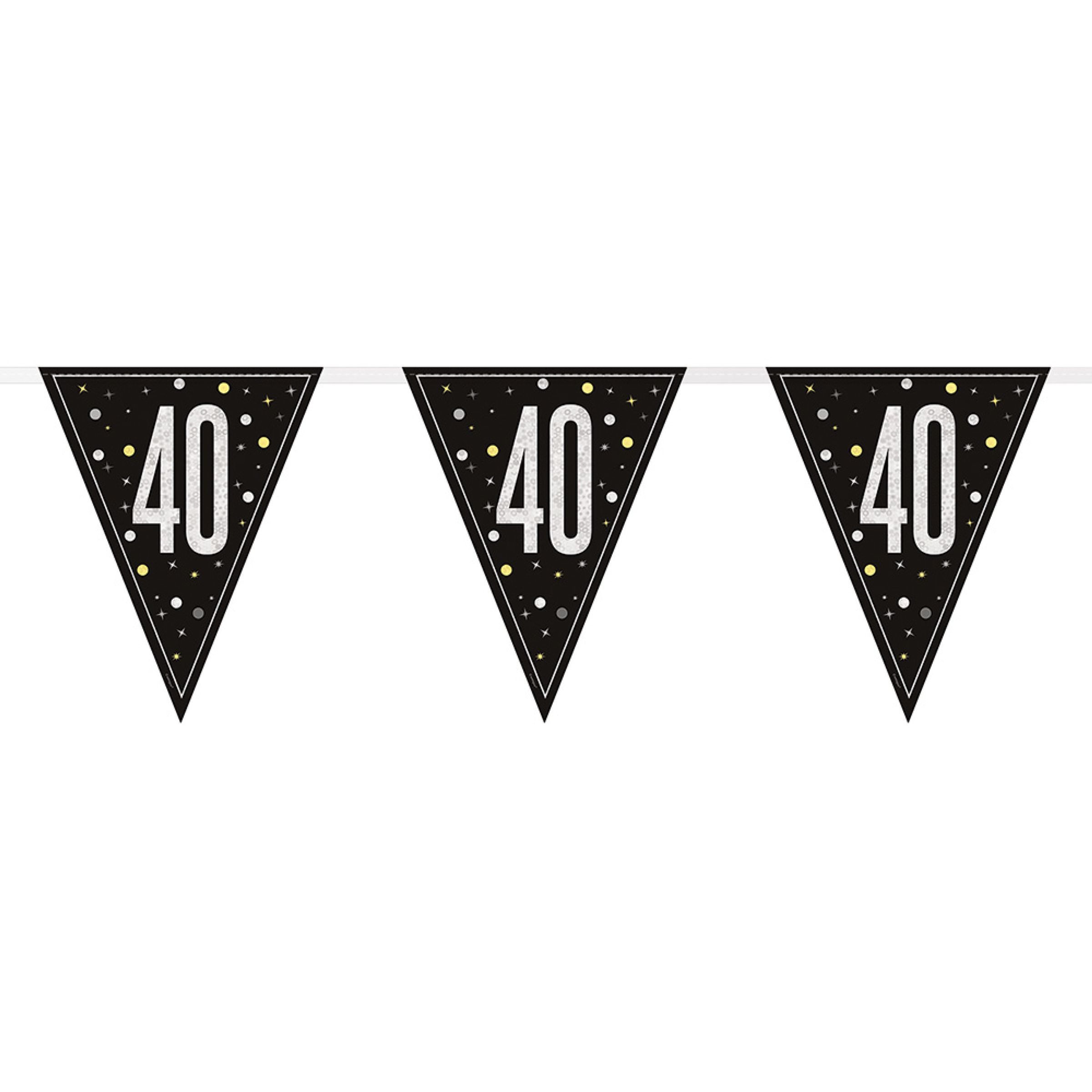 Vimpelguirlande 40 Sort/Sølv