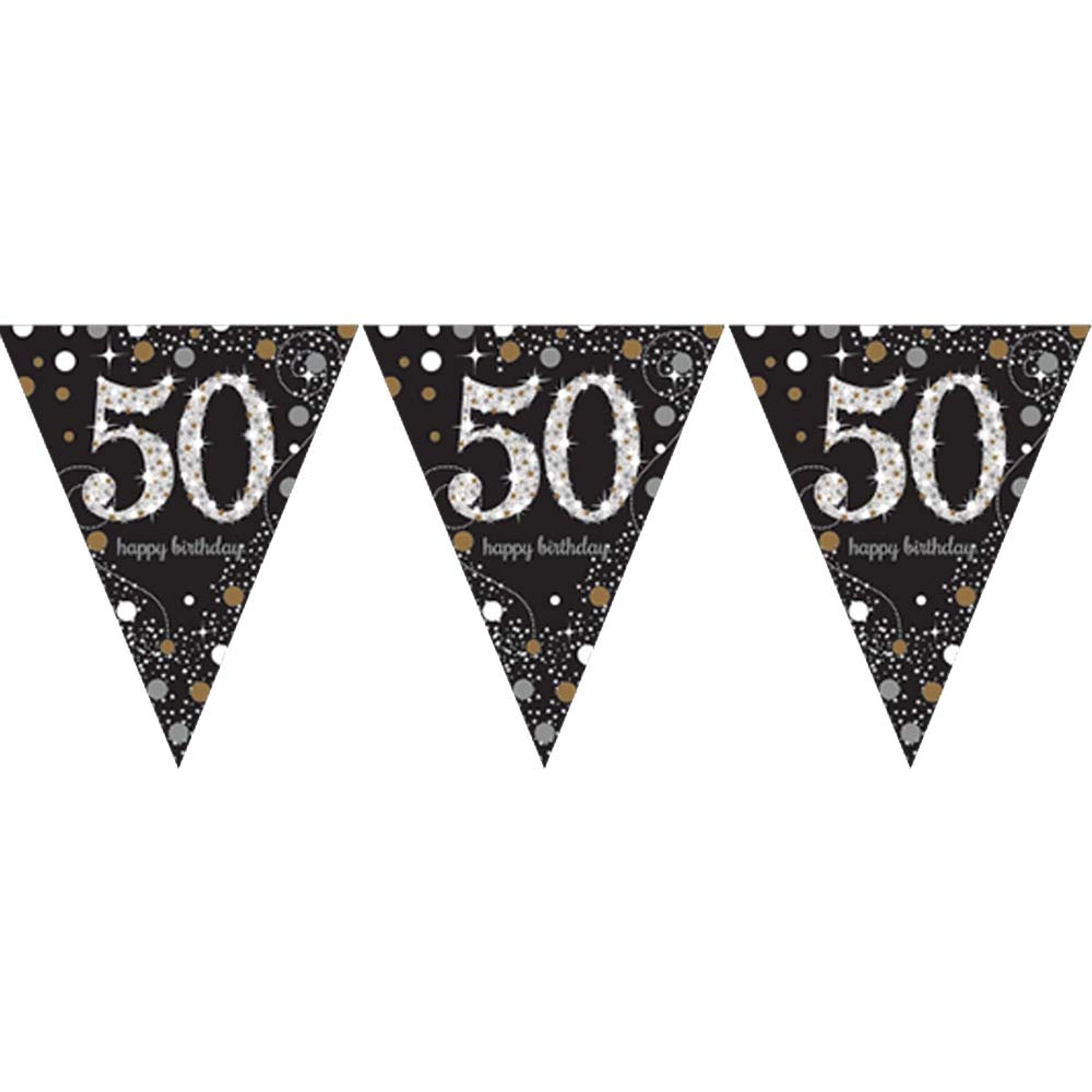50 års fødselsdag vimpel banner 4 m. - Sølv