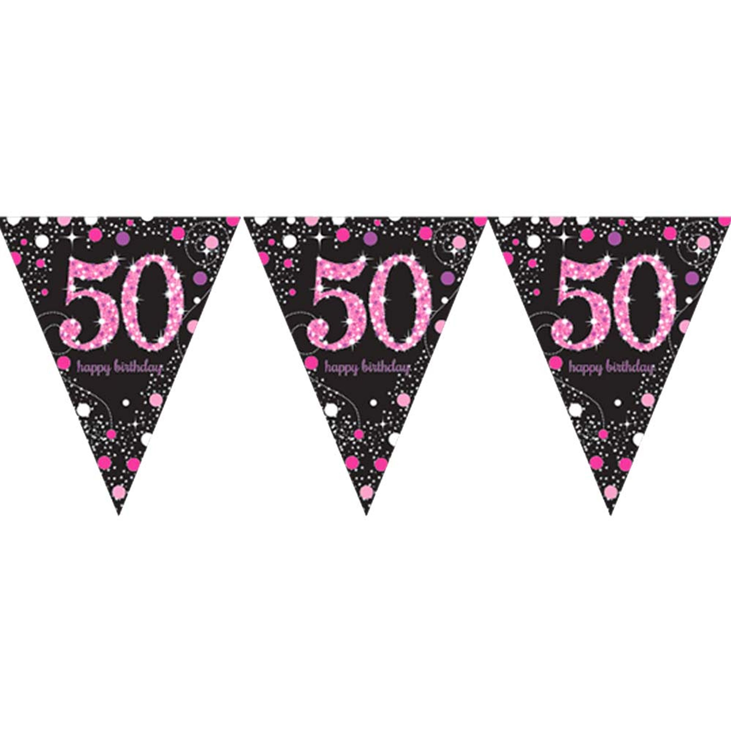 50 års fødselsdag vimpel banner 4 m. - Pink