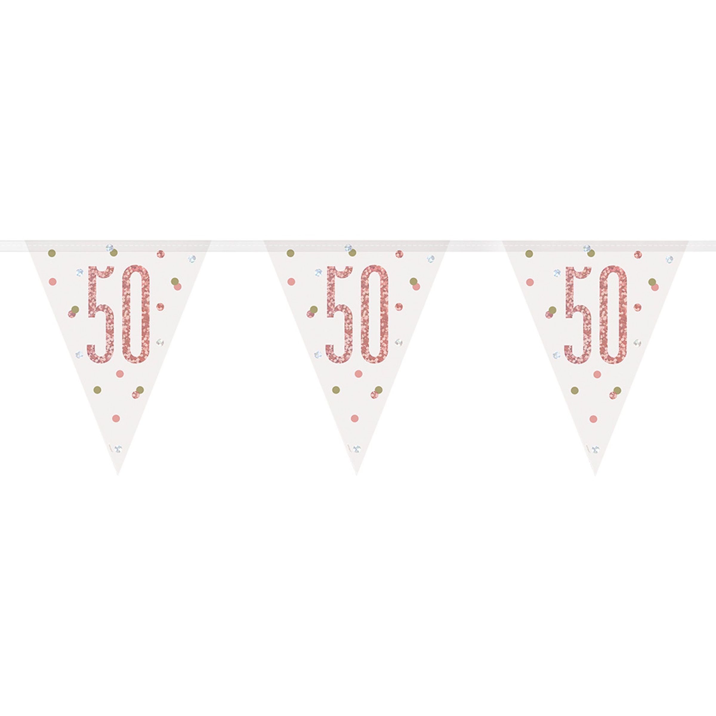 Vimpelguirlande 50 Hvid/Rosaguld