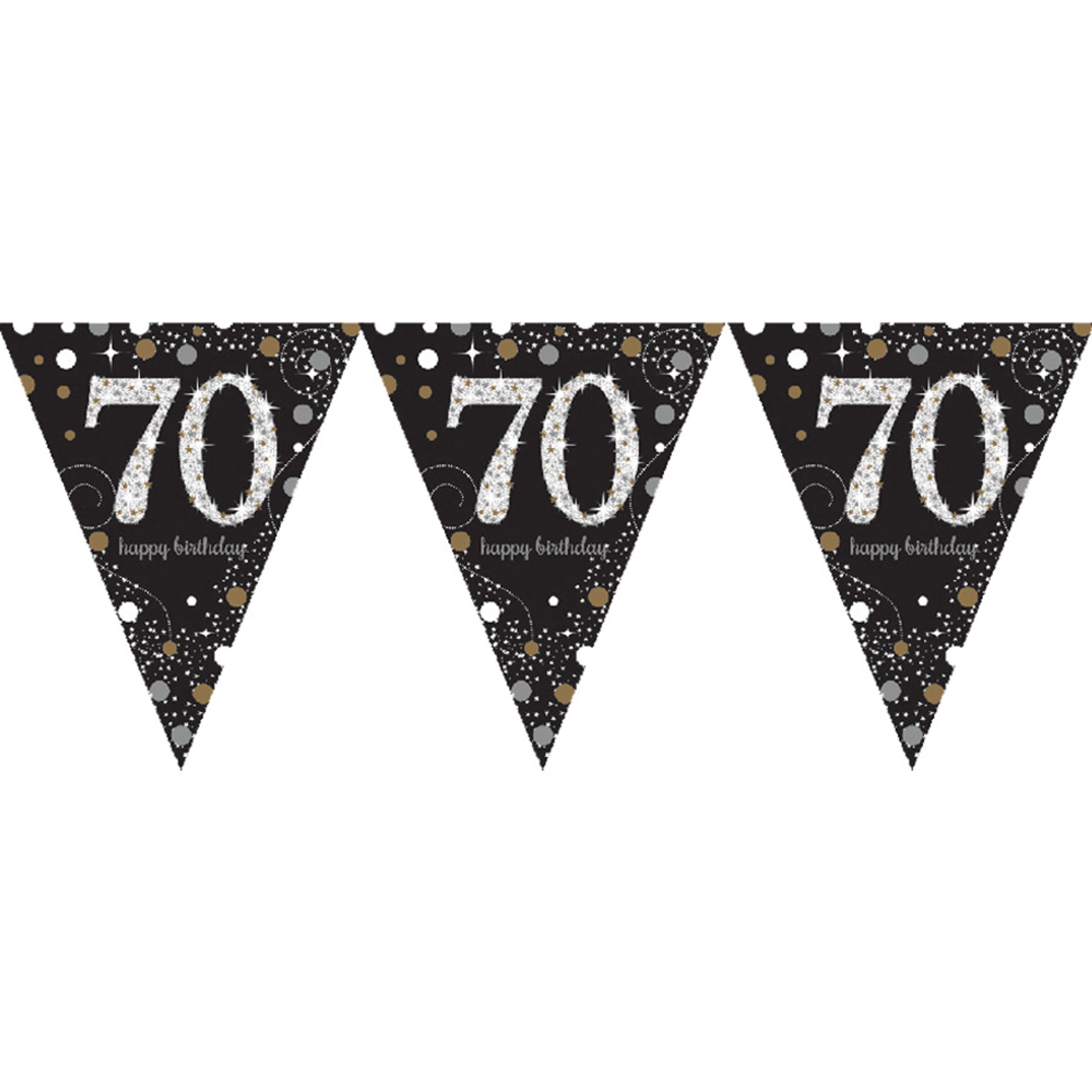 70 års fødselsdag vimpel banner 4 m. - Sølv