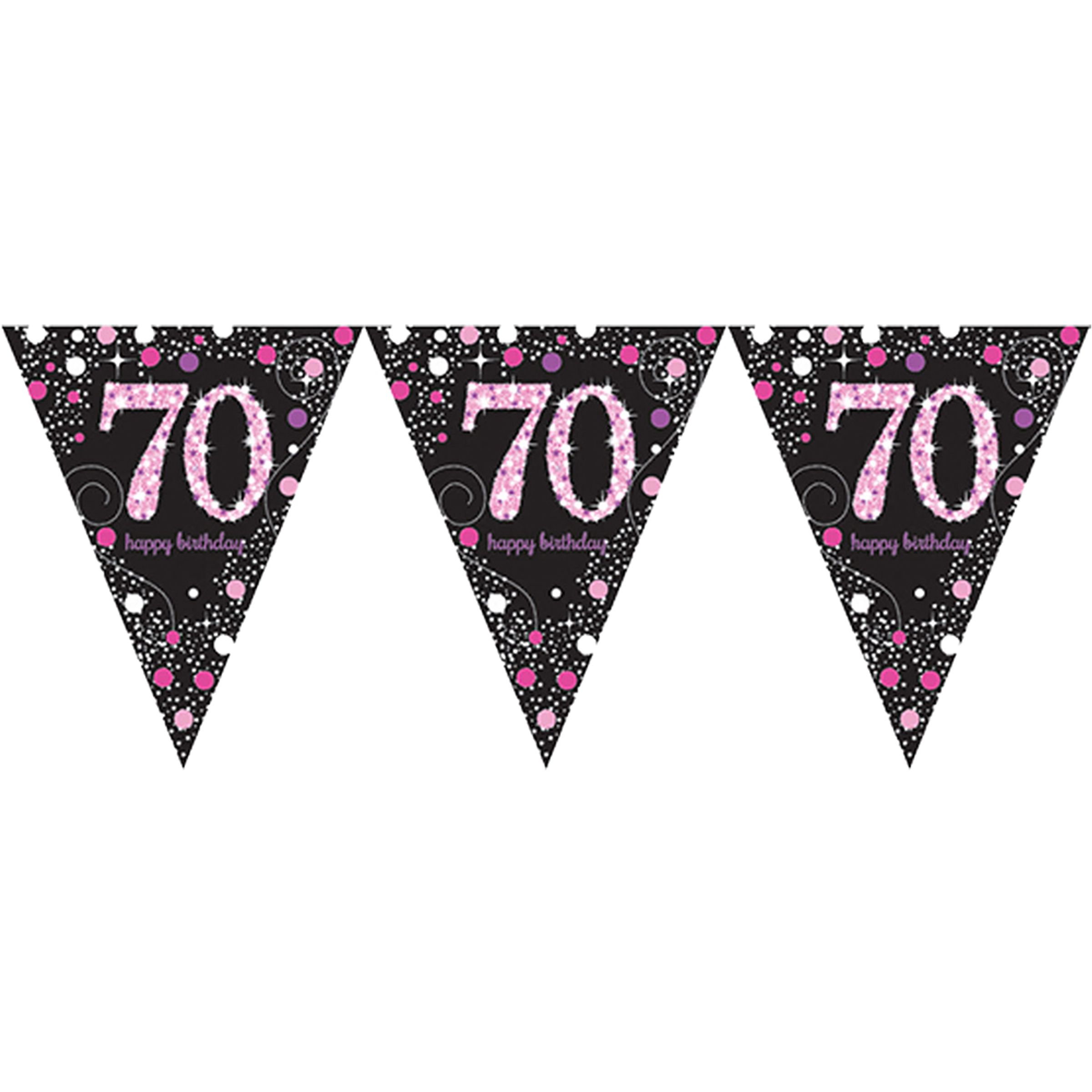 70 års fødselsdag vimpel banner 4 m. - Pink