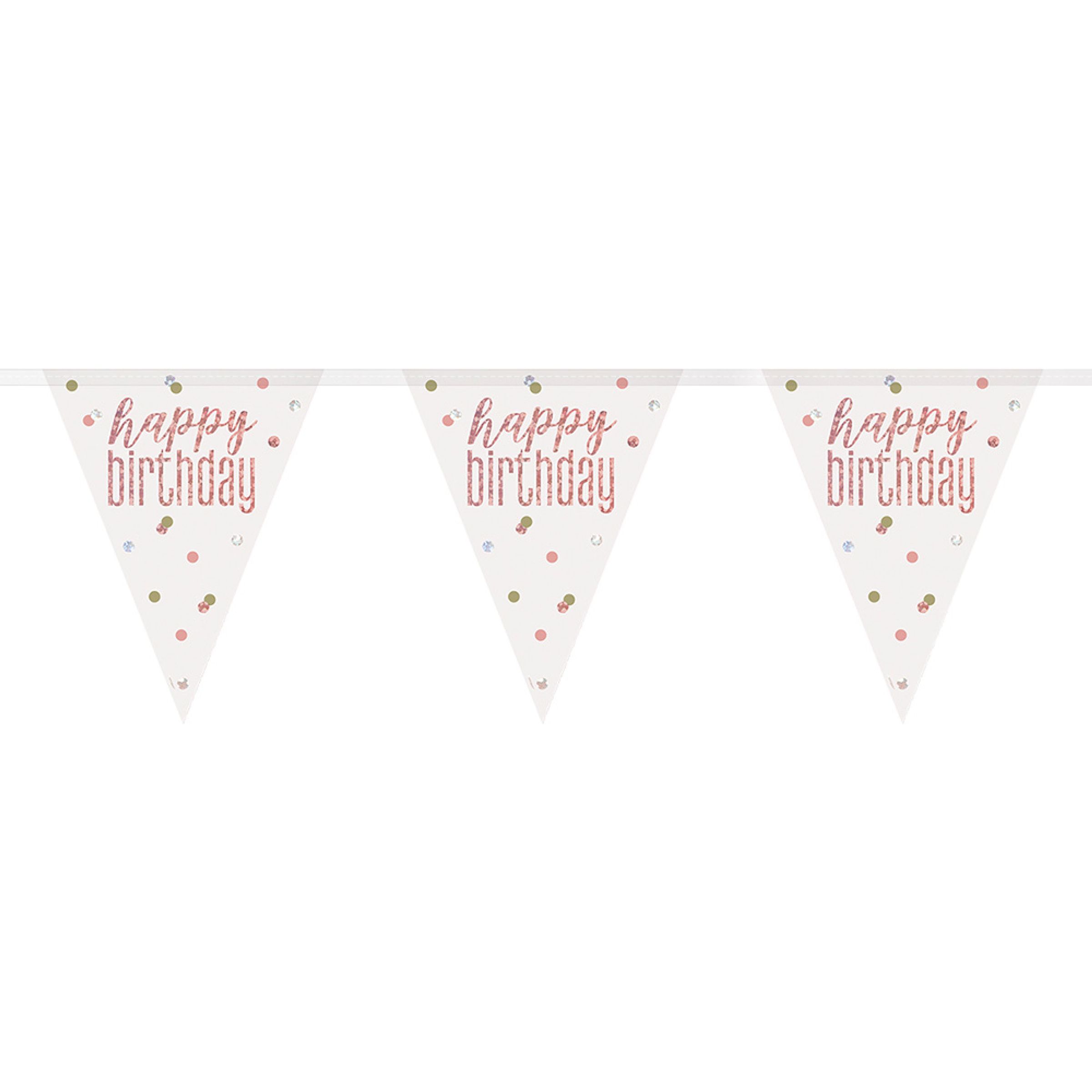 Vimpelguirlande Happy Birthday Rosaguld