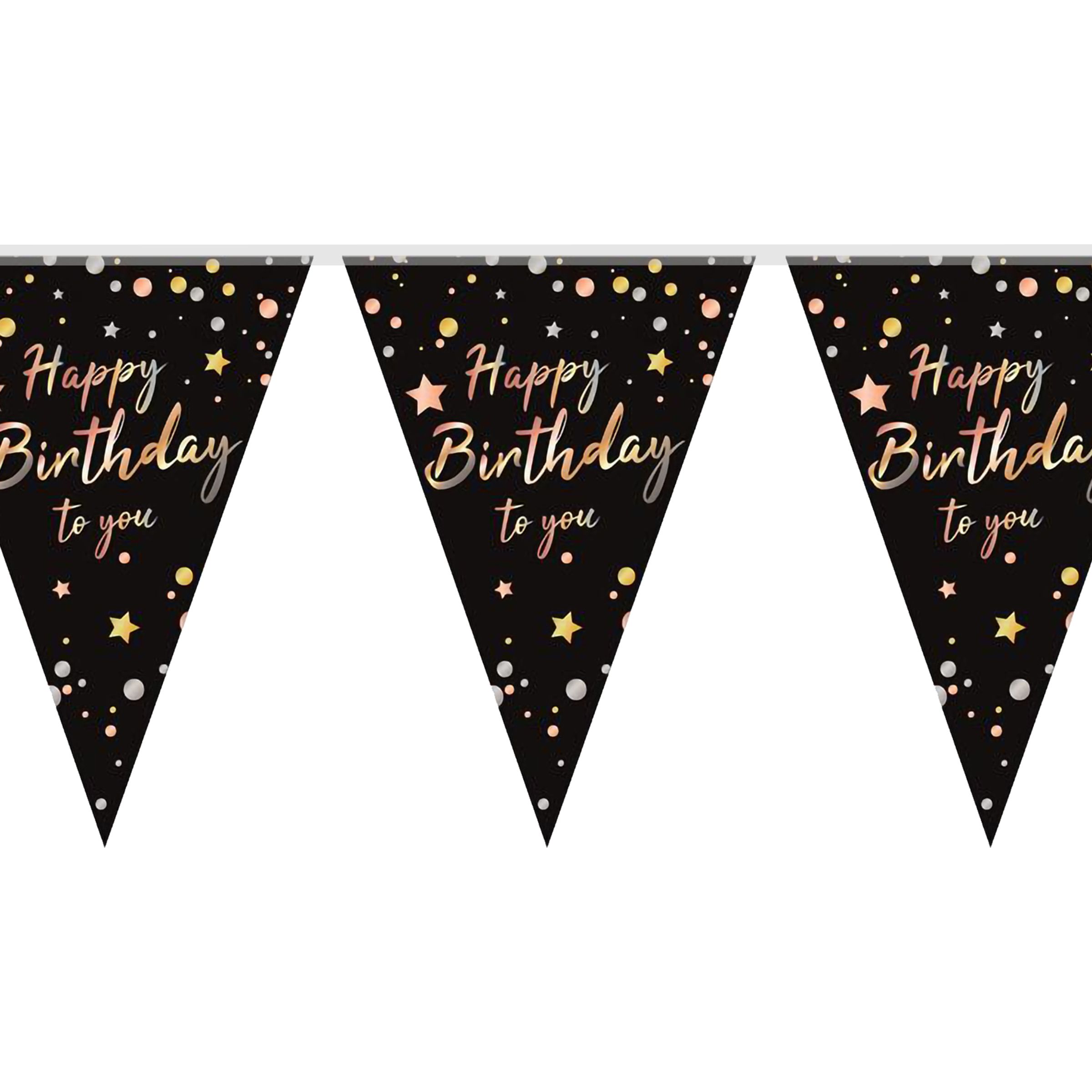 Vimpelgirlang Happy Birthday Svart | Hem - Festartiklar - Festdekoration - Girlanger | Pryloteket