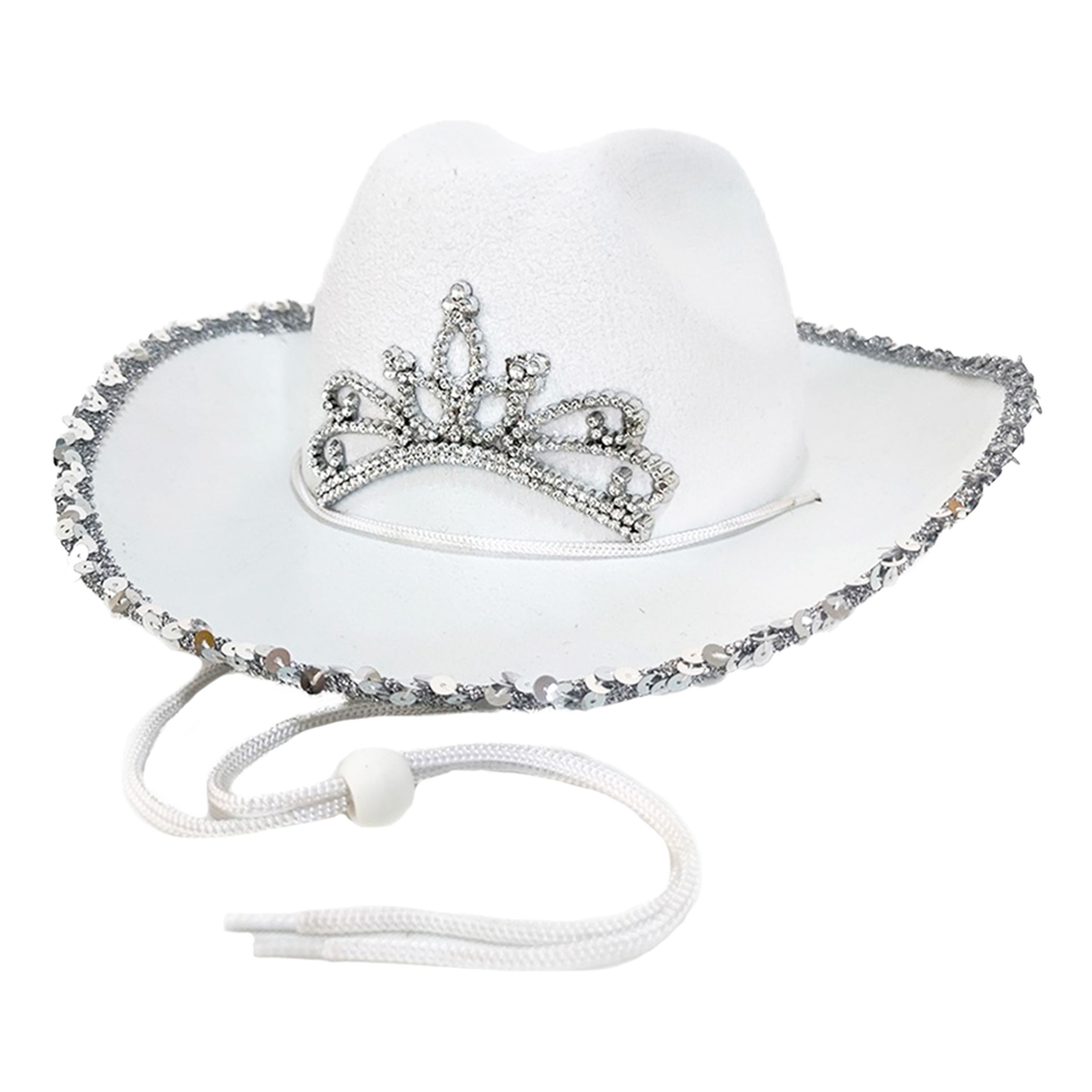 Hvid Cowboyhat med Tiara - One size