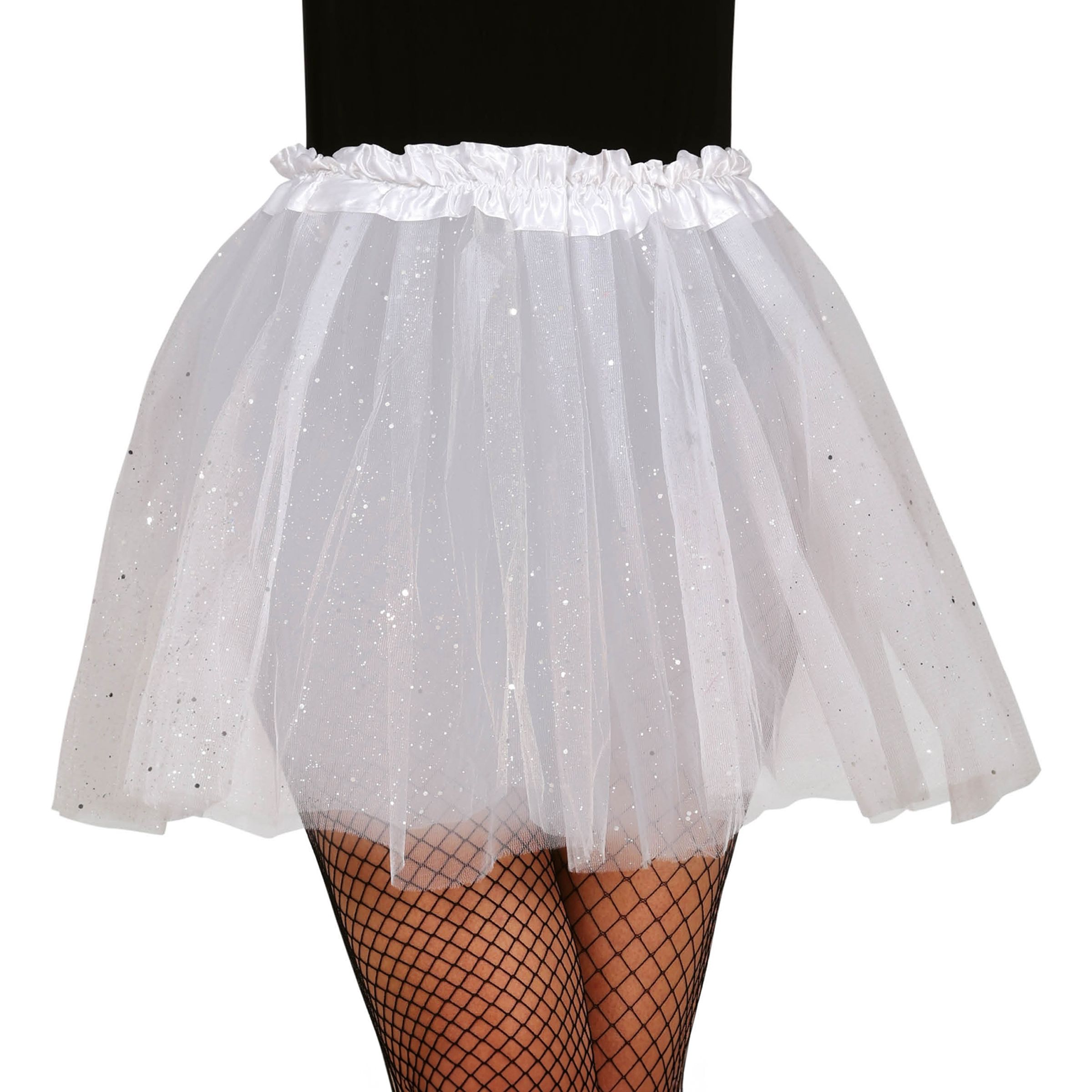 Hvid Tylnederdel med Glitter - One size