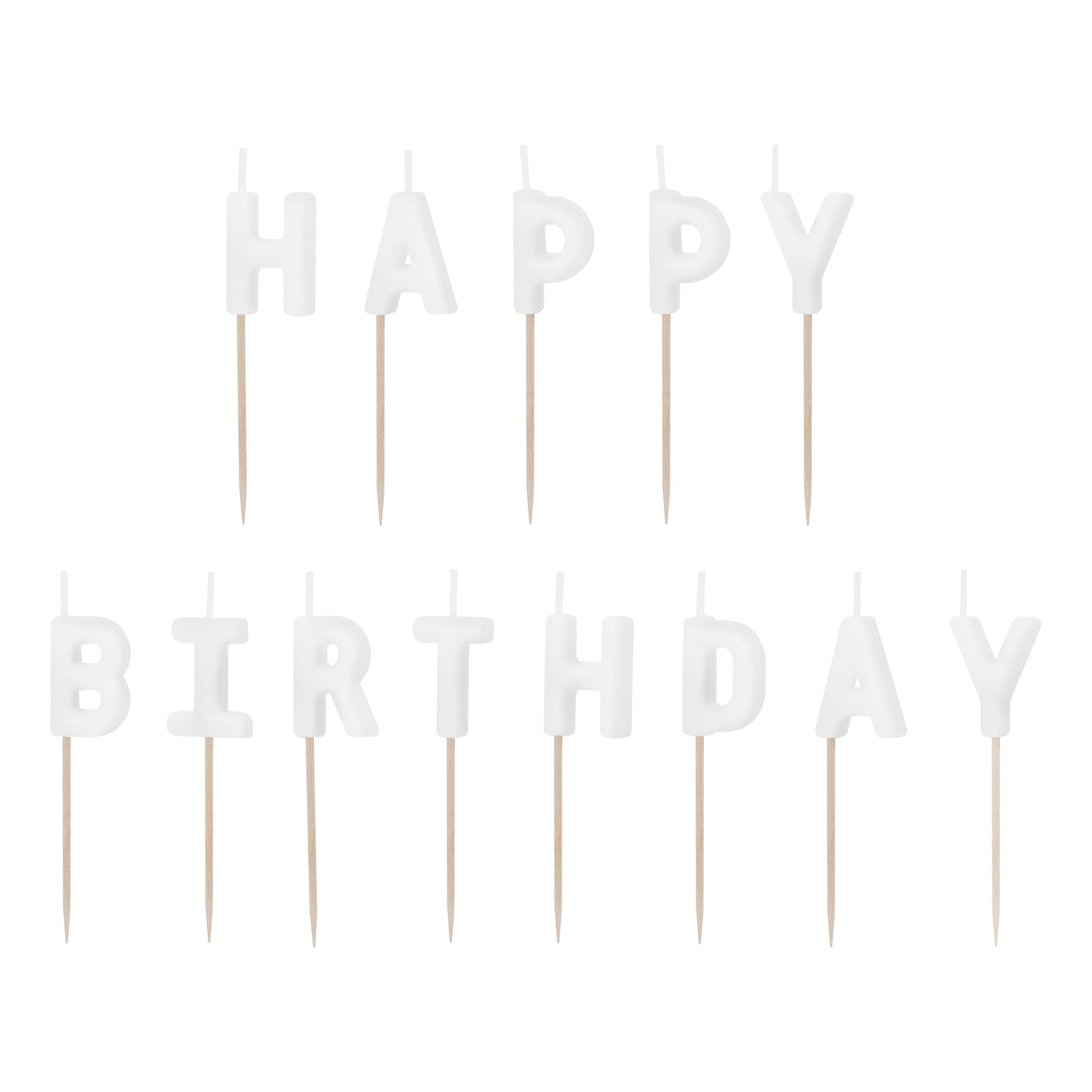 Hvide Kagelys Happy Birthday