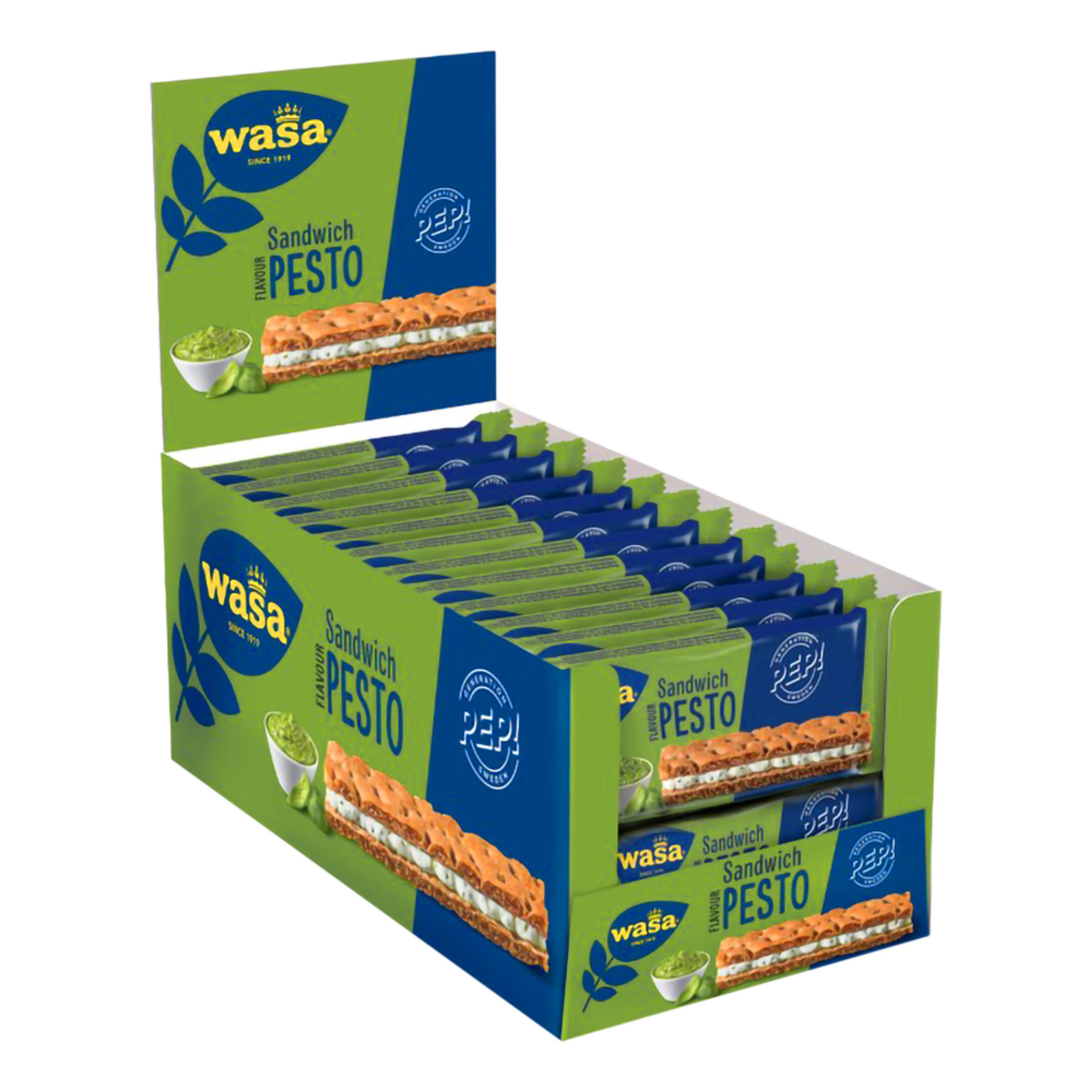 Wasa Sandwich Pesto Storpack - 24 x 30 g | Hem - Godis & Läsk - Skafferi - Mellanmål & Snacks | Maskeradspecialisten