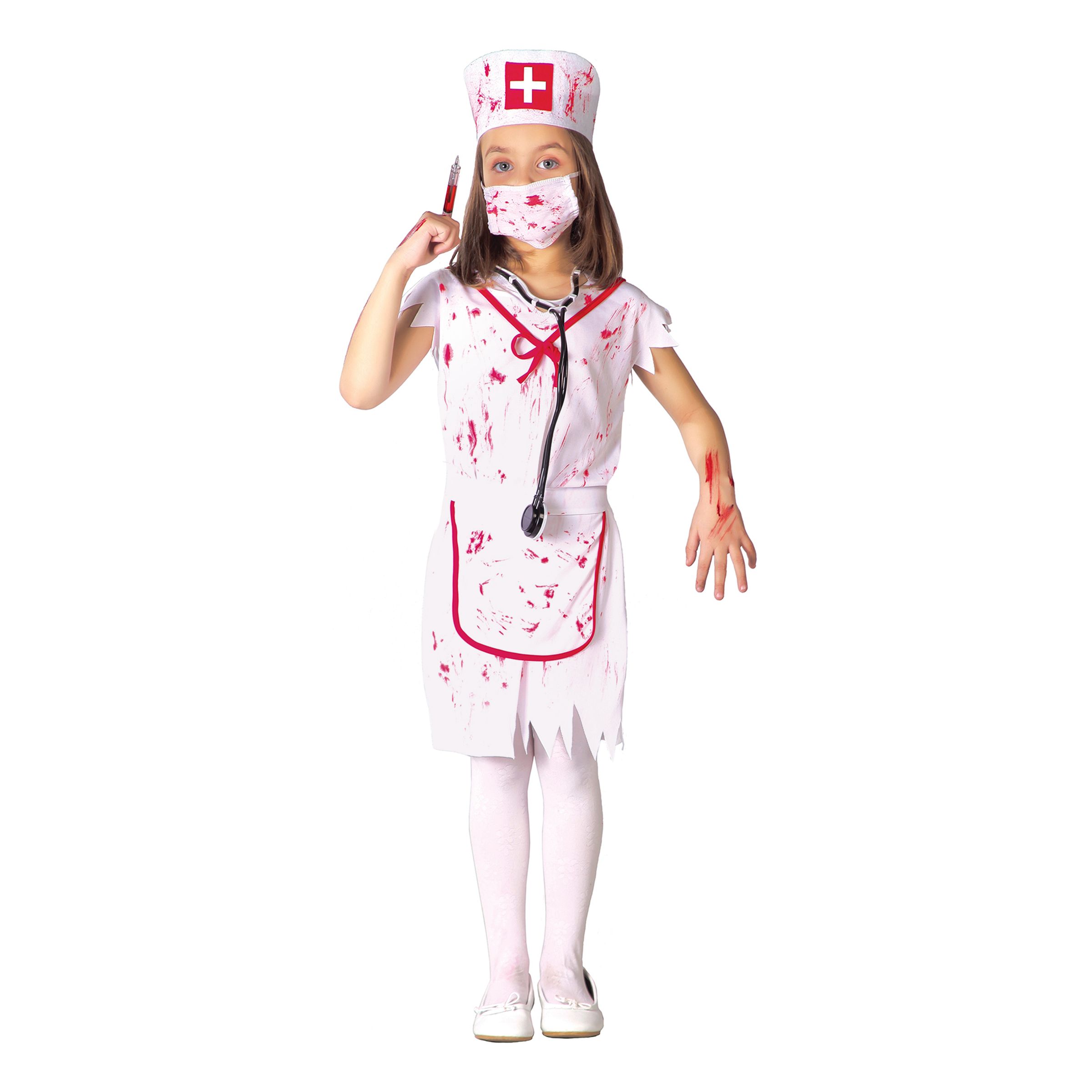 Zombie Sygeplejerske Børnekostume - 7-9 år