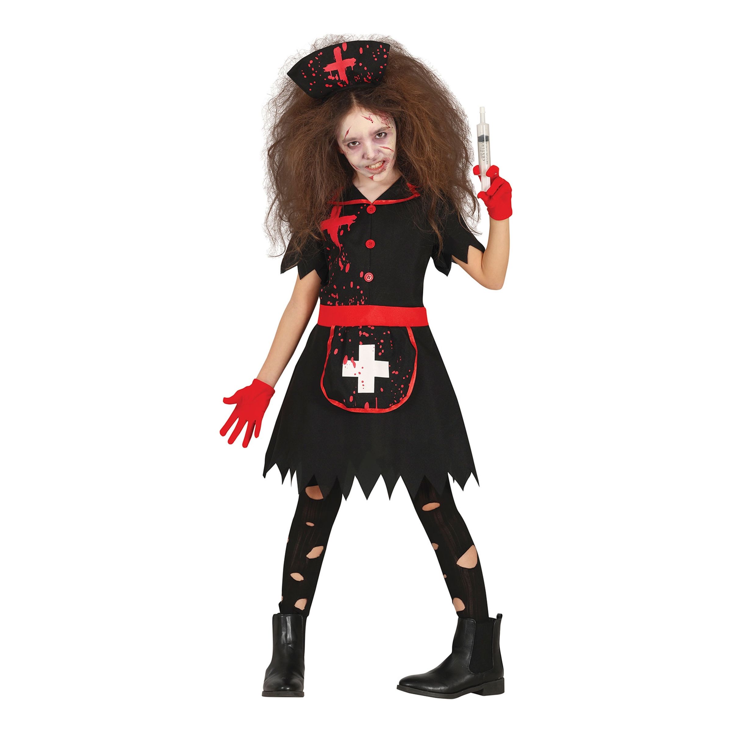 Zombie Sjuksköterska Svart Barn Maskeraddräkt - Small