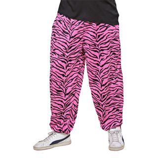 80'er Baggy Bukser Zebra Lyserød