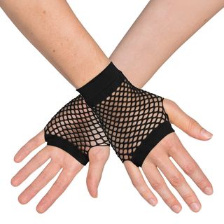 80-talls fingerløse nettinghansker korte svarte