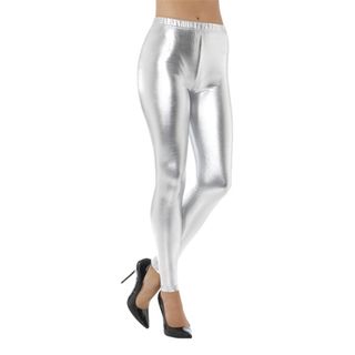 80'er Metallic Disco Leggings Sølv