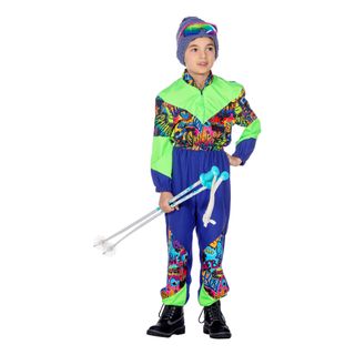 80'er Skidragts Blå/Grøn Børnekostume