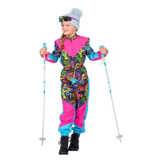 80'er Skidragts Lyserød/Blå Børnekostume