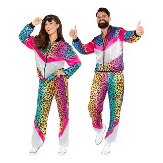 80'er Træningsdragt Neon Leopard Kostume