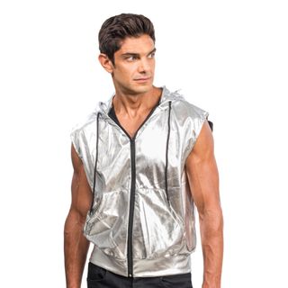 Ærmeløs Hoodie Silver Metallic
