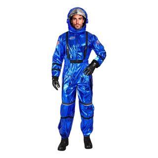 Astronaut Blå Metallic Herre Kostume