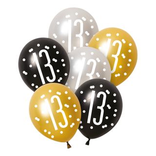 Balloner 13 Sort/Sølv/Guld