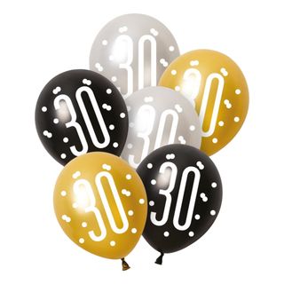 Balloner 30 Sort/Sølv/Guld