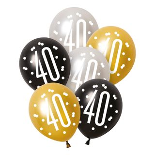 Balloner 40 Sort/Sølv/Guld