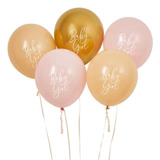 Balloner Baby Girl Guld/Lyserød