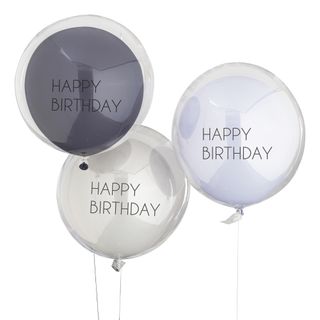 Balloner Dobbelte Happy Birthday Blå