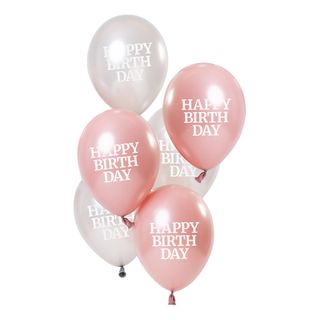 Balloner Happy Birthday Lyserød/Hvid 50 År