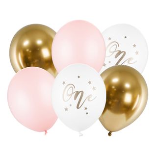 Balloner "One" Lyserød/Guld