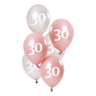 Balloner Lyserød/Hvid 30 År