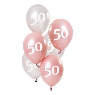 Balloner Lyserød/Hvid 50 År