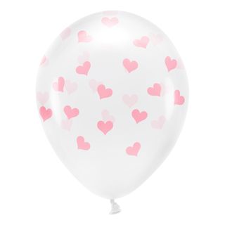 Balloner Transparente med Lyserøde Hjerter