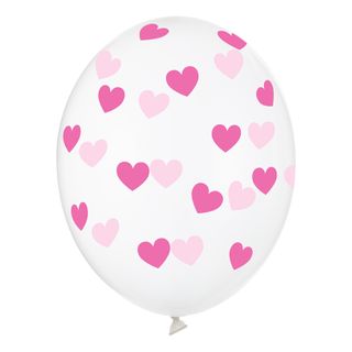 Balloner Transparente med Lyserøde Hjerter