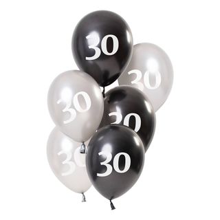 Balloner Hvid/Sort 30 År
