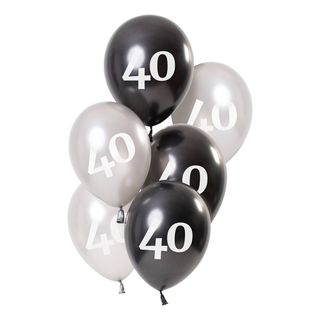 Balloner Hvid/Sort 40 År