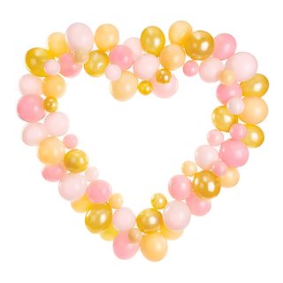 Ballonfigur Guld/Lyserød Hjerte Stort