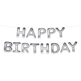 Ballongguirlande Happy Birthday Sølv