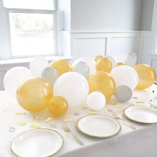 Ballongguirlande & Konfetti Sølv/Hvid/Guld