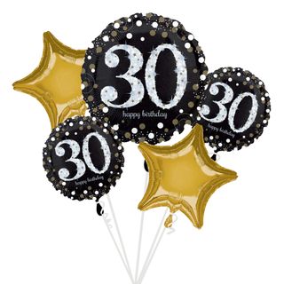 Ballonsæt Sort/Guld 30 år