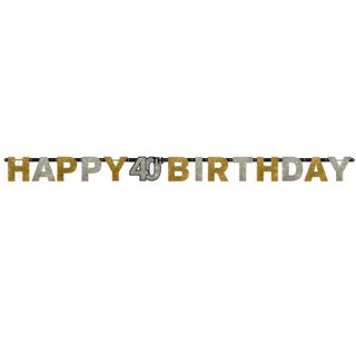 Bogstavguirlande Happy Birthday 40 år