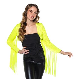Bolero med Frynser Neon Gul UV