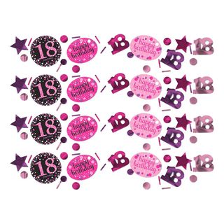 Bordkonfetti 18 Sort/Lyserød Glitter