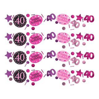 Bordkonfetti 40 Sort/Lyserød Glitter