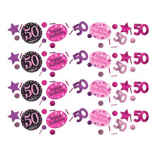 Bordkonfetti 50 Sort/Lyserød Glitter