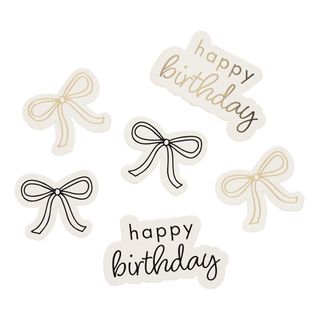 Bordskonfetti Happy Birthday Cremehvid Sløjfe