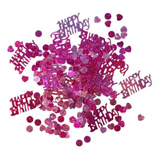 Bordkonfetti Happy Birthday Lyserød Metallic